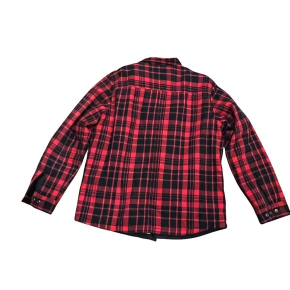 North Face Flannel Fleece Campfire Shacket, Red Black Plaid, L - Picture 10 of 11